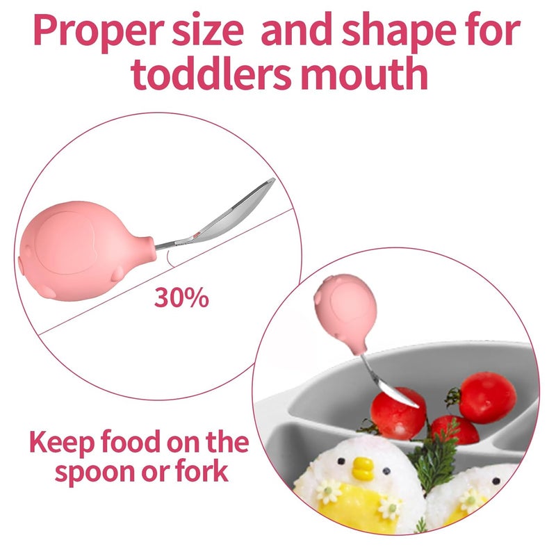 Deejoy Toddler Utensils - Stainless Steel Spoons and Forks, Kids Silverware Set with Travel Case (Pink) - Image 4